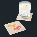 Orange & Grapefruit Citrus Stone Coaster<br><div class="desc">Stone coaster featuring a pair of bright citrus slices in a clean modern style. The fresh fruit design adds a cheerful pop of color while keeping a simple and balanced look. A practical and decorative piece for coffee tables, desks, and kitchen spaces. The citrus design pairs well with summer drinks,...</div>