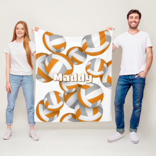 orange gray club colors volleyball room decor fleece blanket