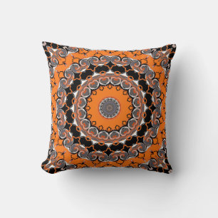 orange gray, kaleidoscope, ornament, rustic cushion