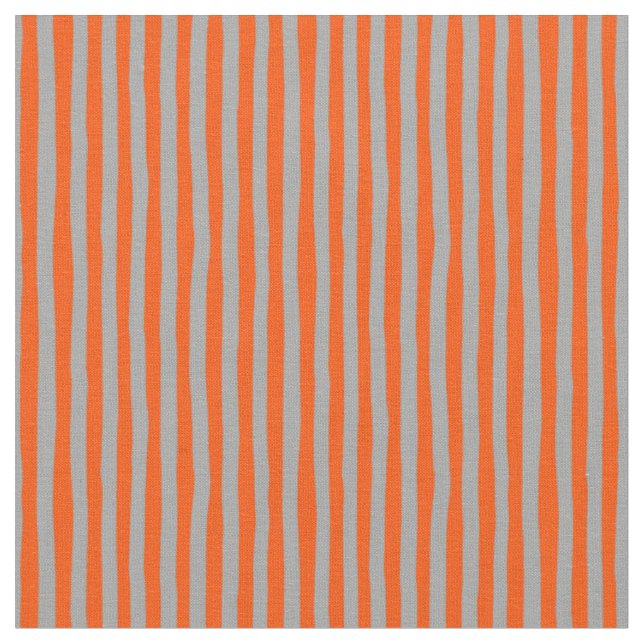 Orange & Gray Wonky Stripes Fabric (Close Up)