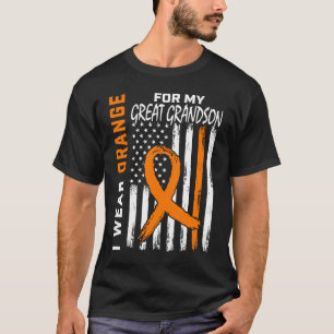 Orange Great Grandson Leukaemia Awareness Flag Gra T-Shirt