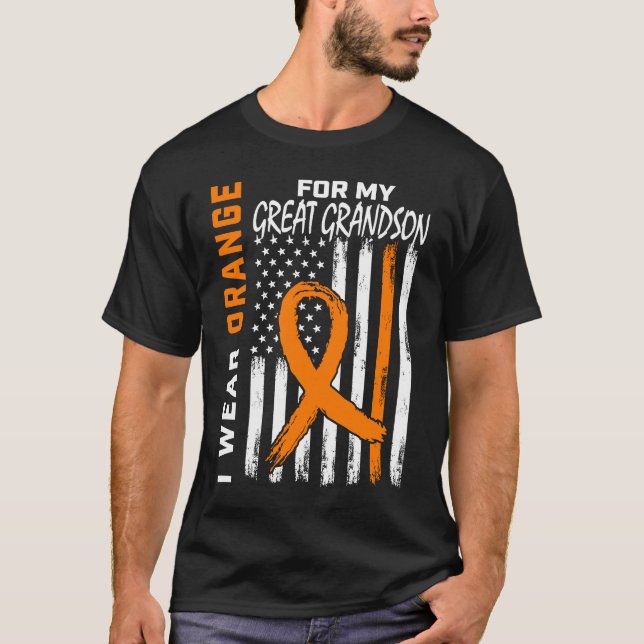 Orange Great Grandson Leukemia Awareness Flag Gran T-Shirt (Front)