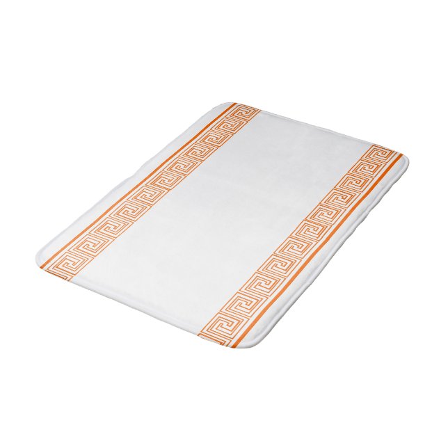 Orange Grecian Frieze Design Bath Mat (Angled)