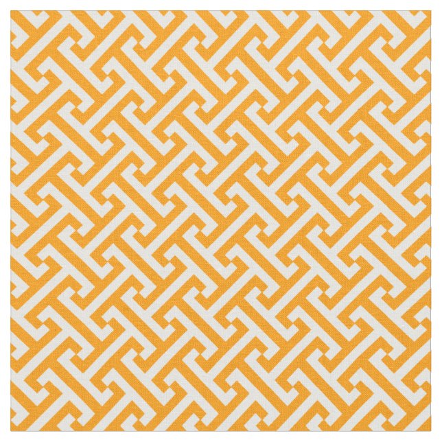 Orange Greek Key Pattern Fabric (Close Up)