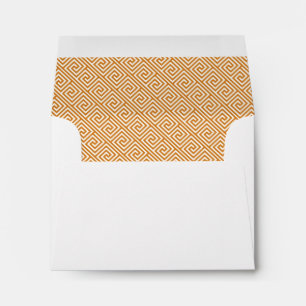 Orange Greek Key Pattern Lined Envelopes