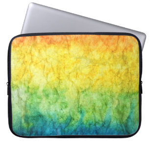 Orange green and blue abstract painting laptop sleeve