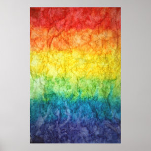 Orange green and blue abstract painting poster