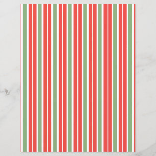 Orange, Green and White Striped Scrapbook Paper