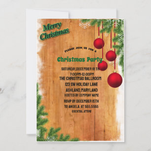 orange green Bauble Christmas Party Invitation