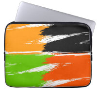 Orange Green Black White Brush Stroke Paint