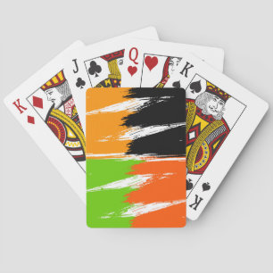 Orange Green Black White Brush Stroke Paint Playing Cards