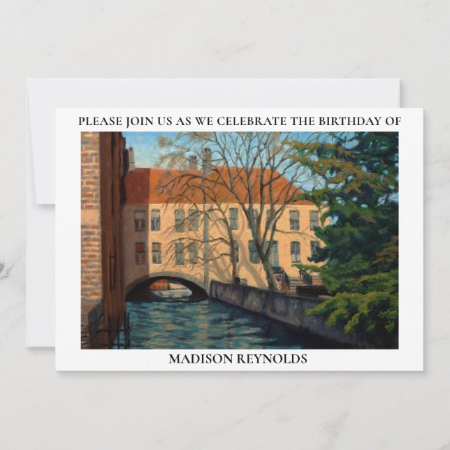 Orange Green Blue Bruges Canel Invitation (Front)