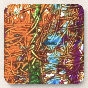 Orange, Green, Blue, Purple Marble Artwork Coaster
