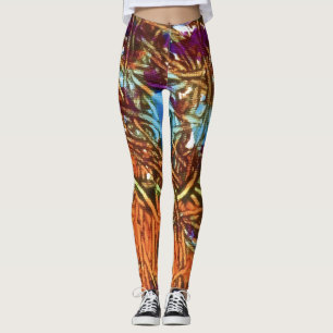 Orange, Green, Blue, Purple Marble Artwork Leggings