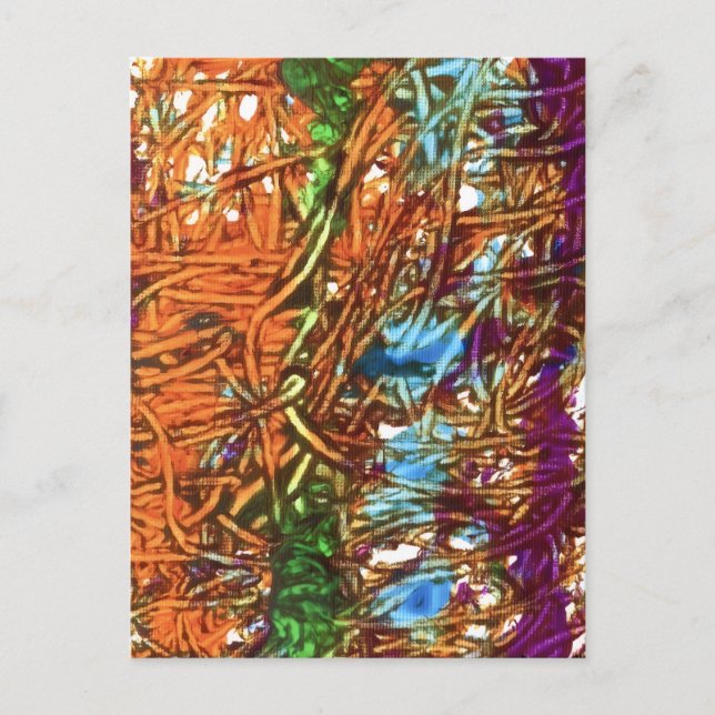 Orange, Green, Blue, Purple Marble Artwork Postcard (Front)