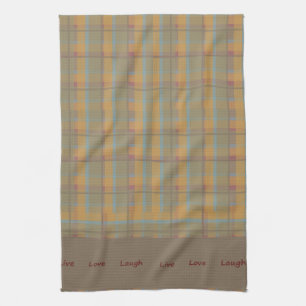 Orange Green Blue Red Brown Plaid Tea Towel