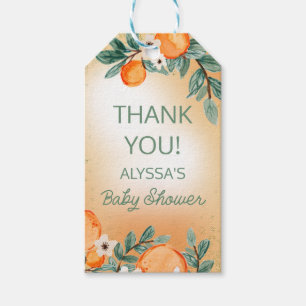 Orange Green Boy Girl Citrus Fruit Baby Shower Gift Tags