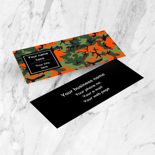 Orange Green Camouflage, Military, Army Mini Business Card (Creator Uploaded)