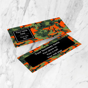Orange Green Camouflage, Military, Army Mini Business Card
