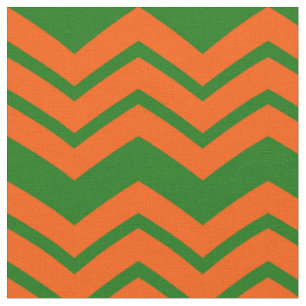 Orange Green Chevron Zigzag Design  Fabric