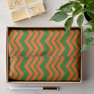 Orange Green Chevron Zigzag Design Tissue Paper