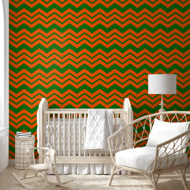 Orange Green Chevron Zigzag Design  Wallpaper (Kids)