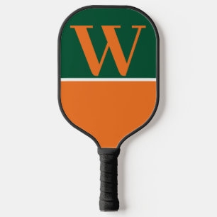 Orange & Green College Monogram Pickleball Paddle