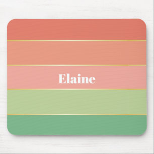 Orange Green Custom Summer Colour Block Stripes Mouse Pad