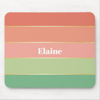 Orange Green Custom Summer Colour Block Stripes Mouse Pad