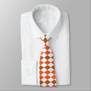 Orange Green Diamond Geometric Tie