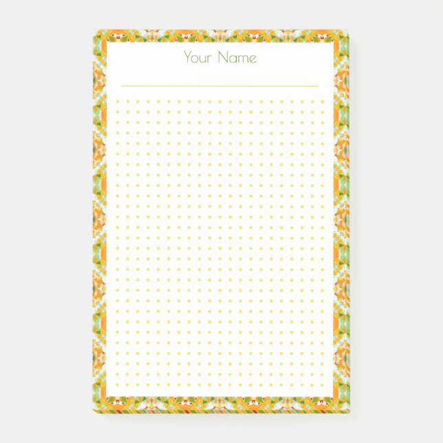 Orange Green Dot Grid Layout College Plan Planner Post-it Notes (Front)