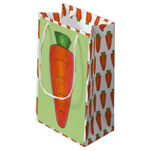 Orange Green Easter Bunny Carrot Veggie Gift Bag