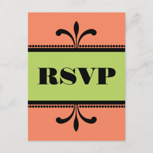 Orange/Green Fancy Art Deco RSVP Postcard