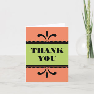Orange/Green Fancy Art Deco Thank You Card