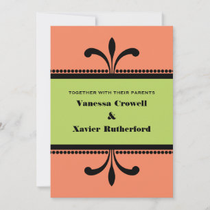 Orange/Green Fancy Art Deco Wedding Invite