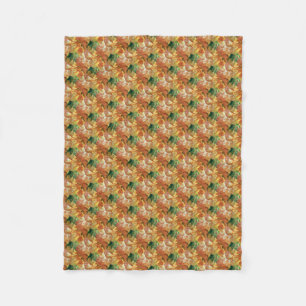 Orange & Green Floral Fleece Blanket