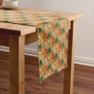 Orange & Green Floral Short Table Runner