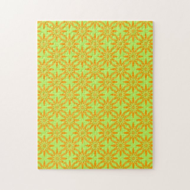 Orange Green Flower Seamless Pattern Jigsaw Puzzle (Vertical)