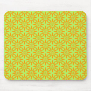 Orange Green Flower Seamless Pattern Mouse Pad
