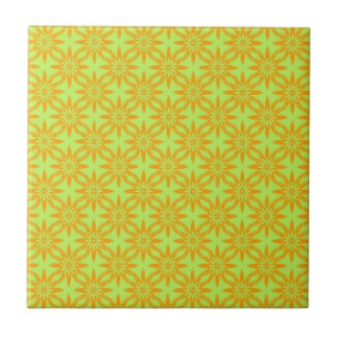 Orange Green Flower Seamless Pattern Tile