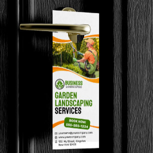 Orange & green Garden Landscaping Lawncare Mowing Door Hanger
