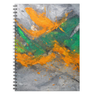 Orange Green Gray Bold Abstract Notebook