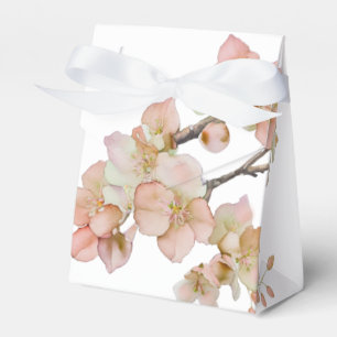Orange green ivory floral spring tree blossoms  favour box