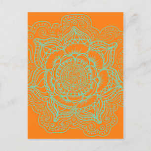 Orange Green Mandala Postcard