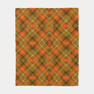 Orange Green Modern Tartan Plaid Pattern Check Fleece Blanket