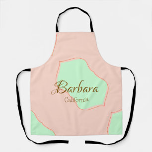 Orange green pastel boho add name place rustic ele apron