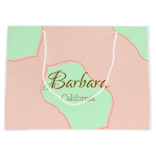 Orange green pastel boho add name place rustic ele large gift bag