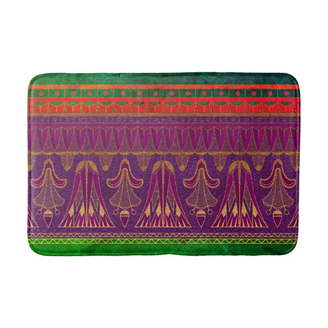 Orange green purple bohemian gipsy soul accent bath mat (Front)