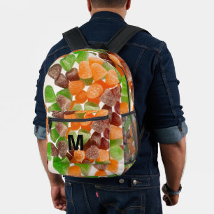 Orange green red gum candy sprinkle sugar Monogram Printed Backpack