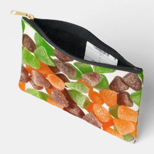 Orange green red gum candy sprinkled with sugar accessory pouch